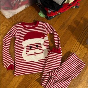 Festive Red and White Striped Santa Kids Pajamas